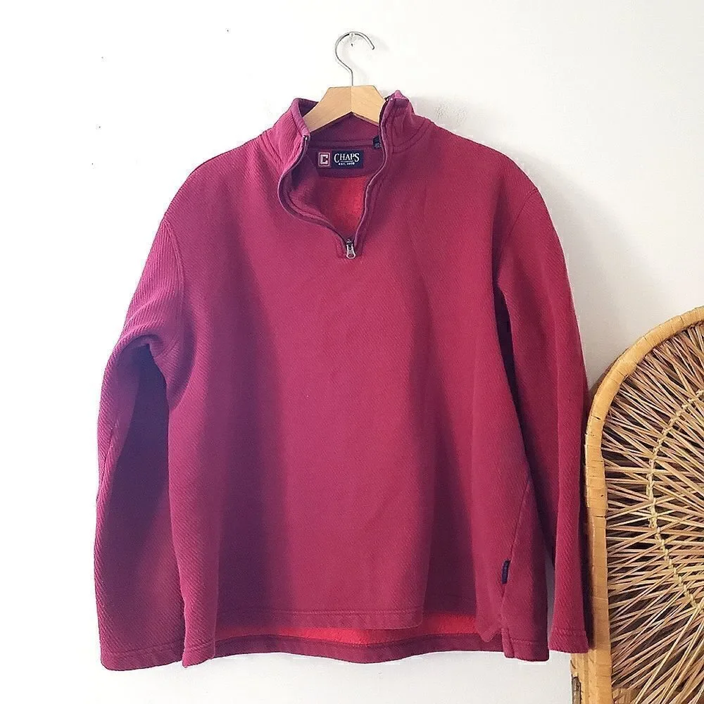 Chaps Quarter Zip Red S - Picture 1 of 4